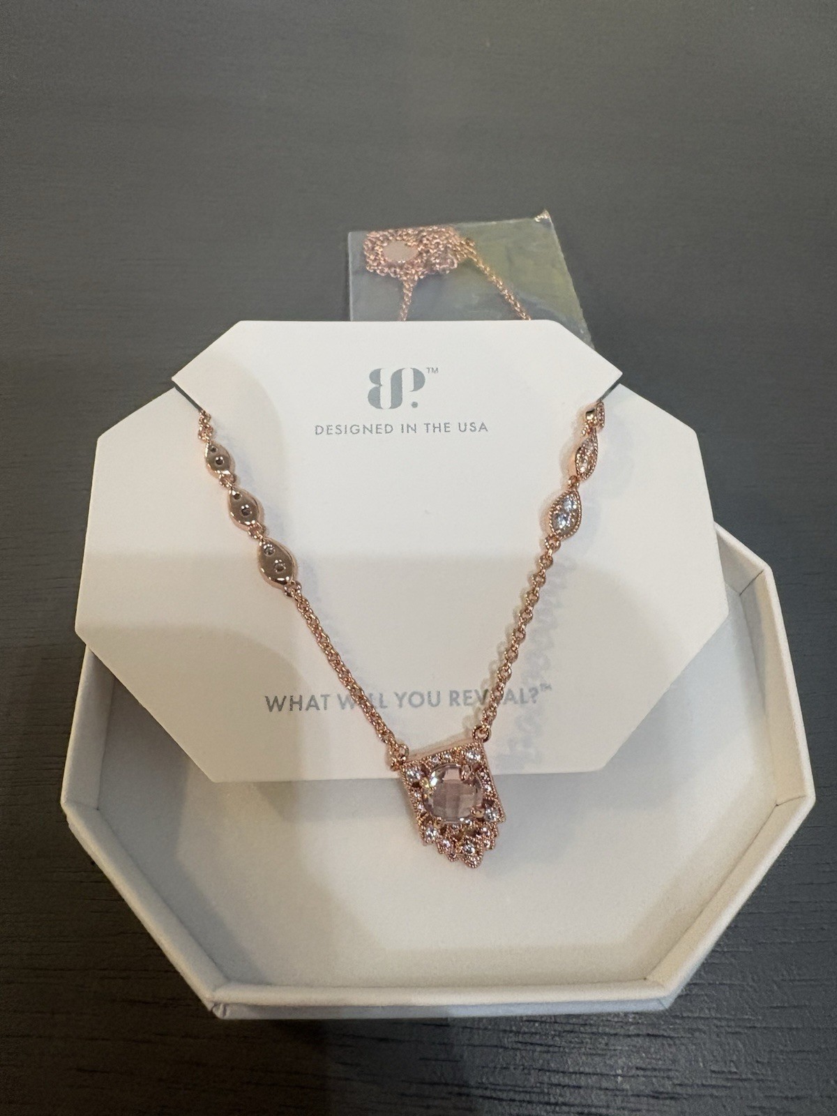 Bomb Party Necklace-Through The Looking Glass-NK93423-peach Morganite Rose Gold