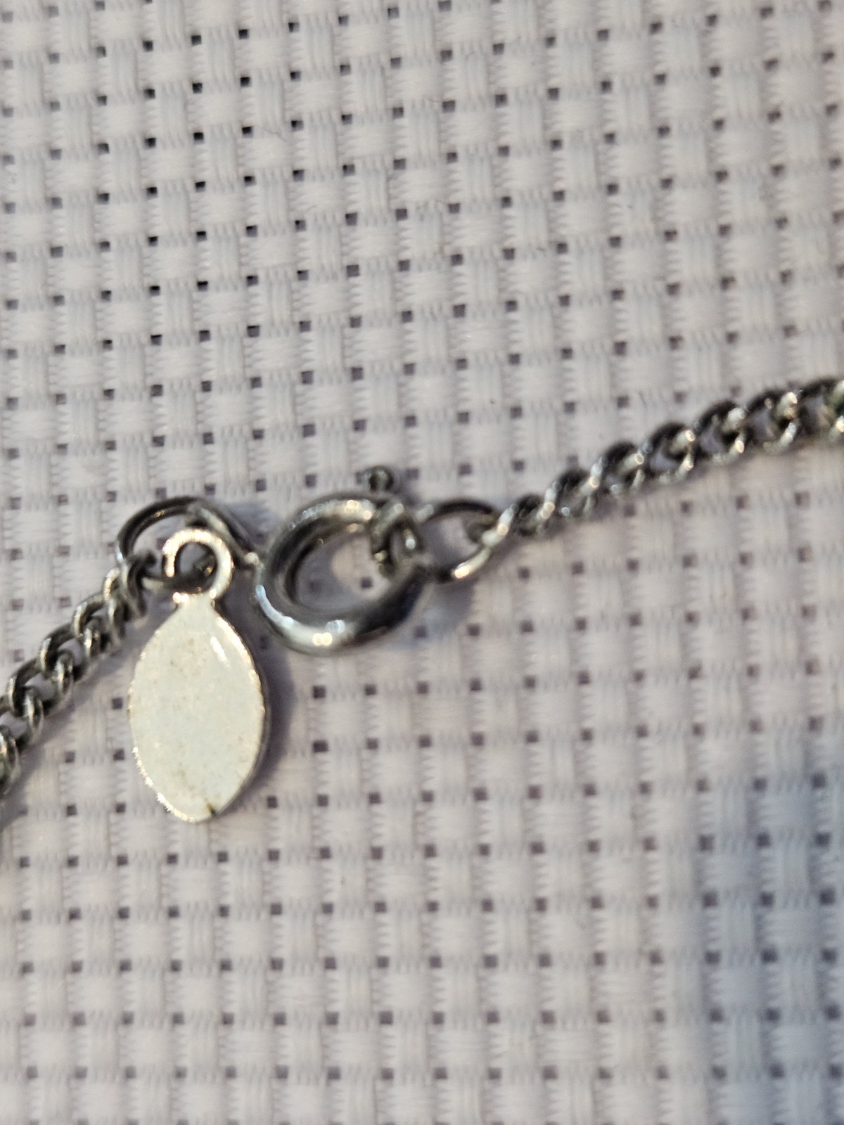 Silver Tone Chain Bracelet Turquoise Blue Plastic Heart Charm Lobster Clasp