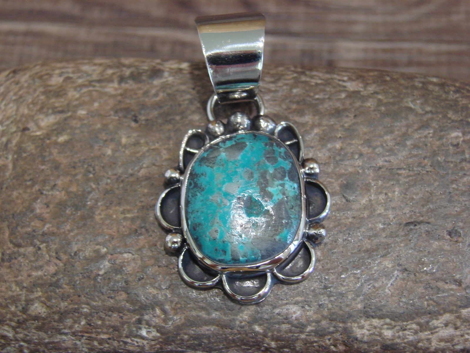 Native American Navajo Nickel Silver & Turquoise Pendant – Cleveland