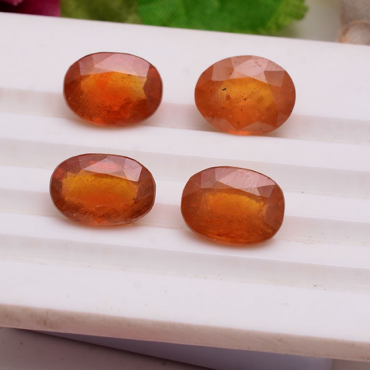 Set Of 4 Pcs Natural Yellow Sapphire 12.36mm-12.74mm Oval Cut Loose Gemstones