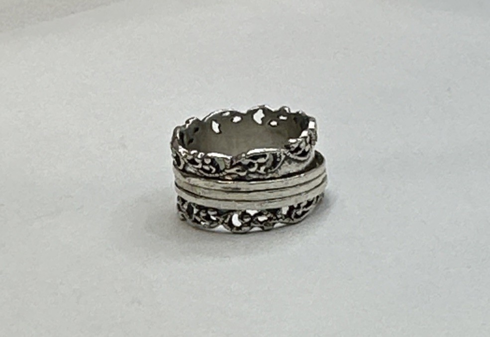 Vintage 925 Sterling Silver PZ Paz Creations Spinner Swirl Open Work Ring