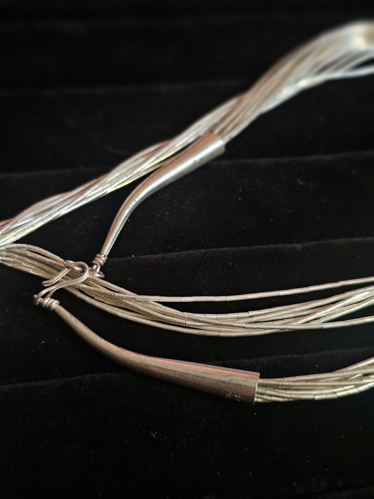 Sun West Silver Co Sterling Liquid Silver 8 Strand 30in Art Deco Necklace #S29/3