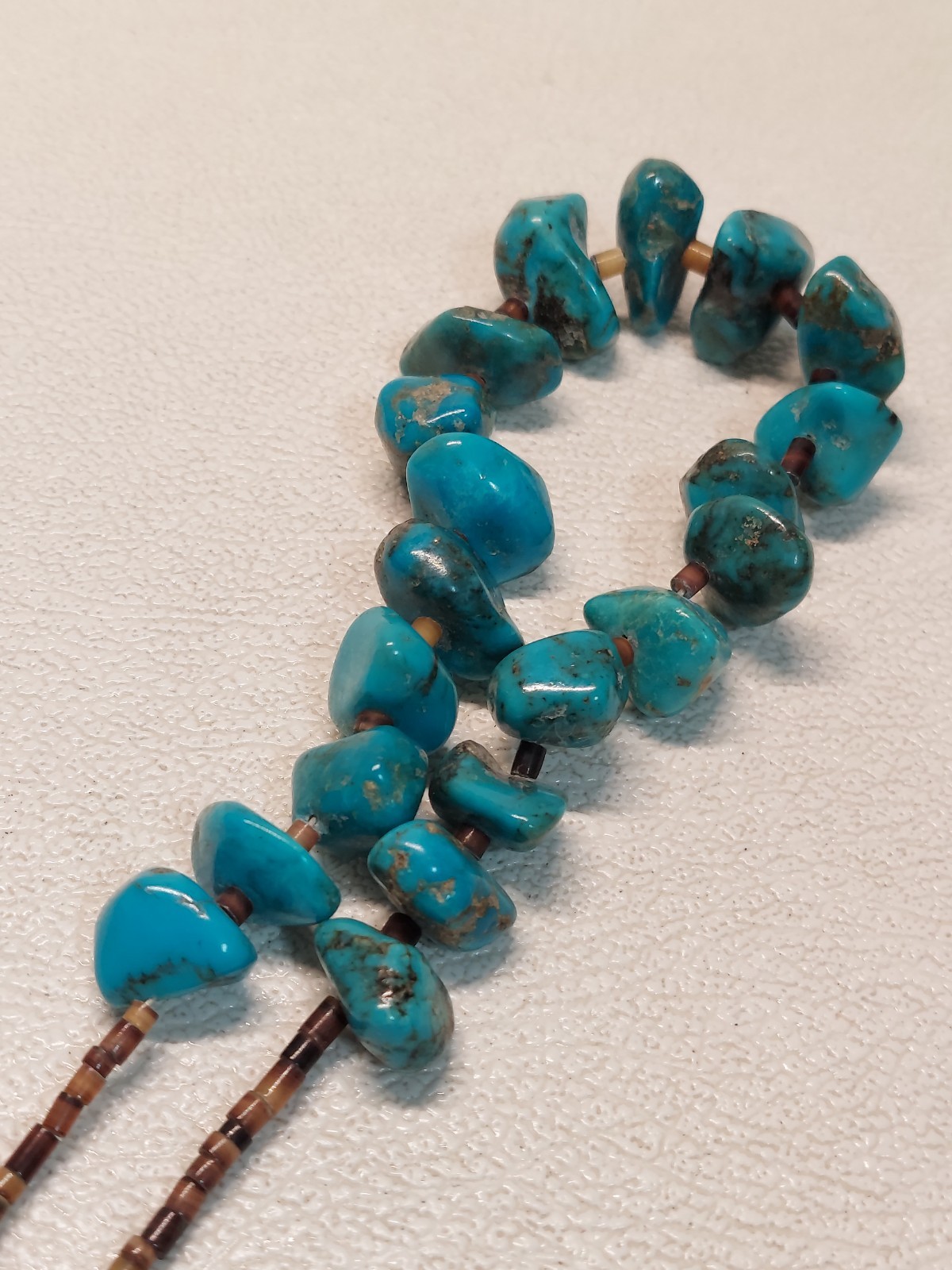 41cm/51g Vtg Turquoise Nugget Heishi Bead Southwest Style Necklace