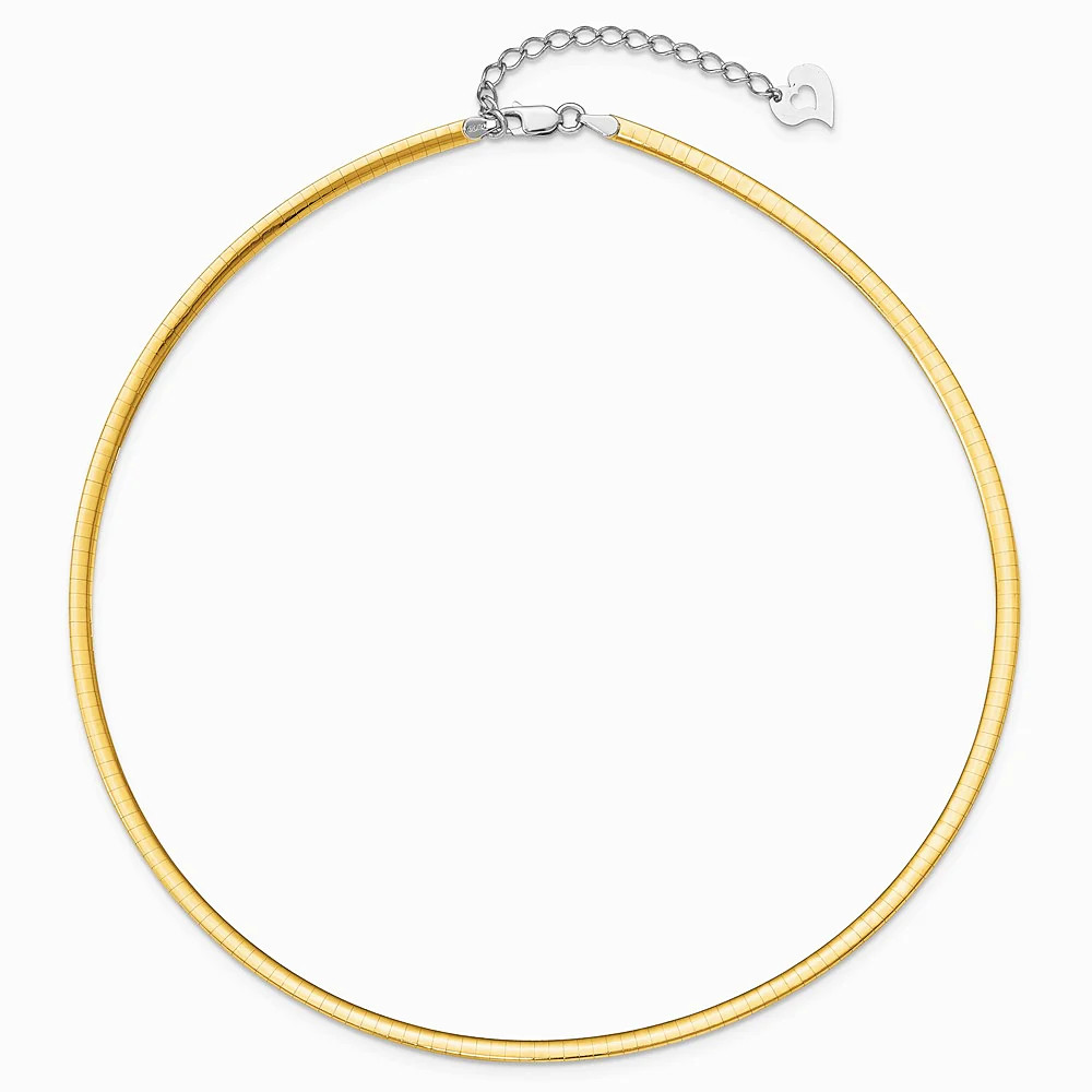 Sterling Silver Gold-Pltd 3mm Reversible W/ 2in Ext Cubetto Chain Necklace