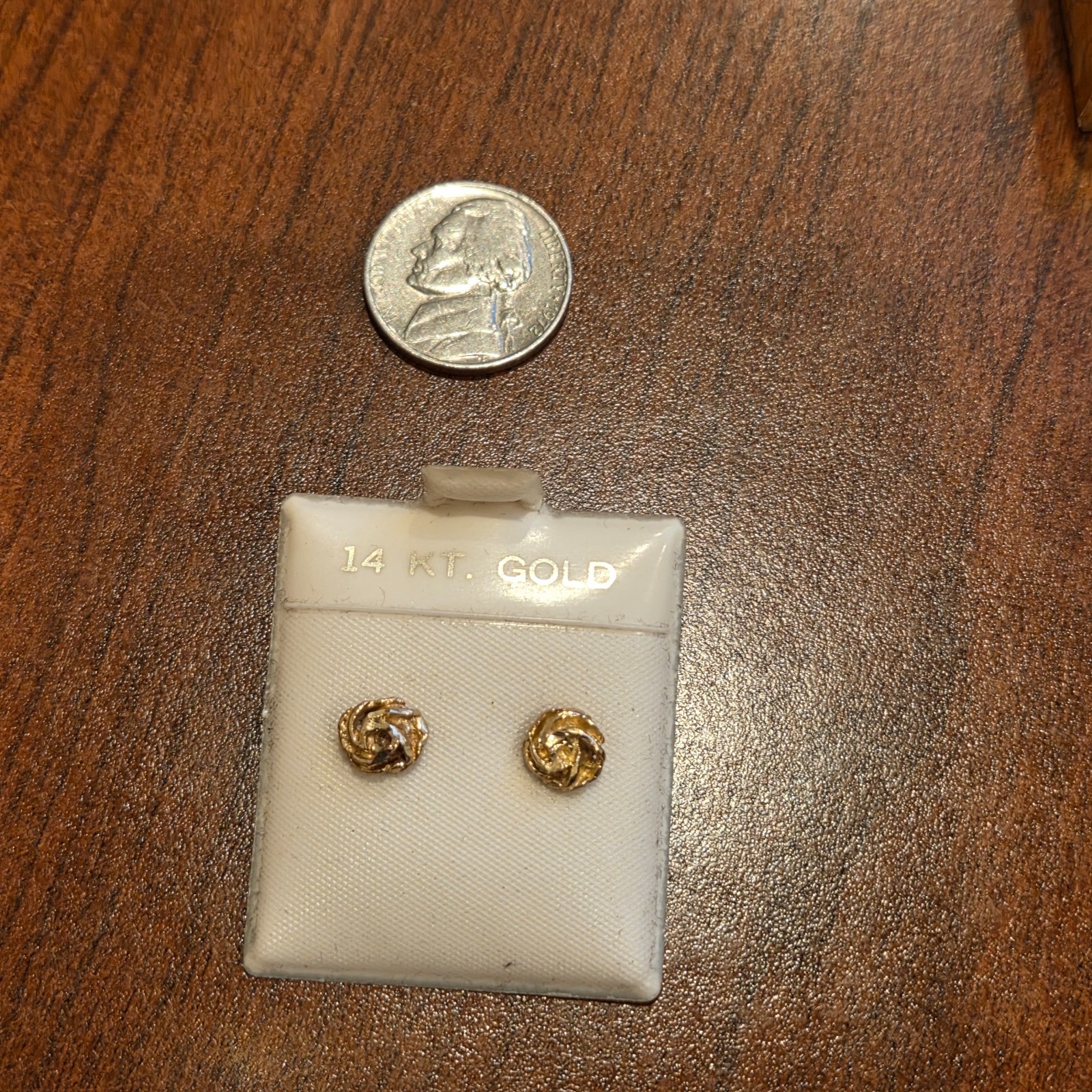 Vintage 14K Yellow Gold Rose Flower Knot Stud Earrings The Midas Touch Box