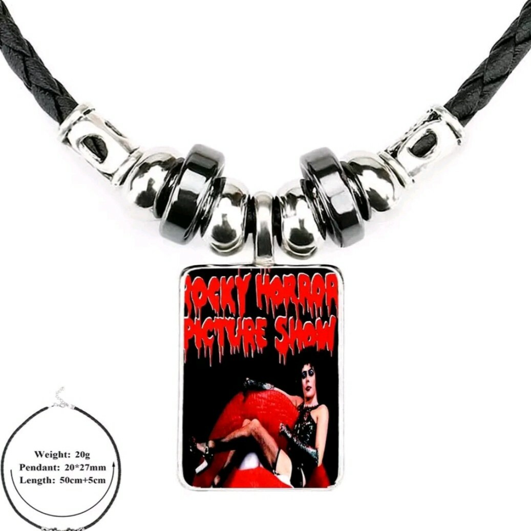 Rocky Horror Picture Show Glass Cabochon Pendant Leather Necklace Classic Movie