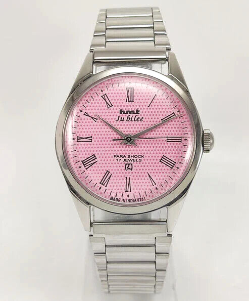 HMT Jubilee Pink Dial 17 Jewels Mechanical Hand Winding For Men’s Wrist Watch