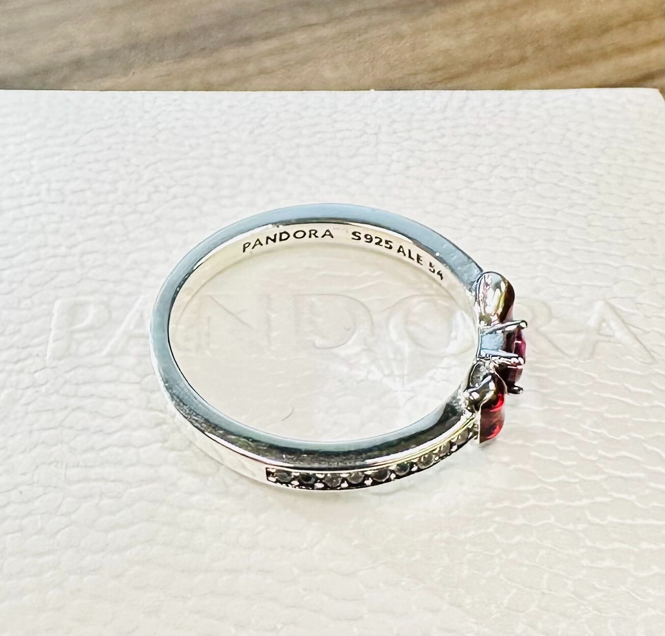 Pandora Snow White Bow Ring #193652C01 +GIFT BOX +POLISH CLOTH