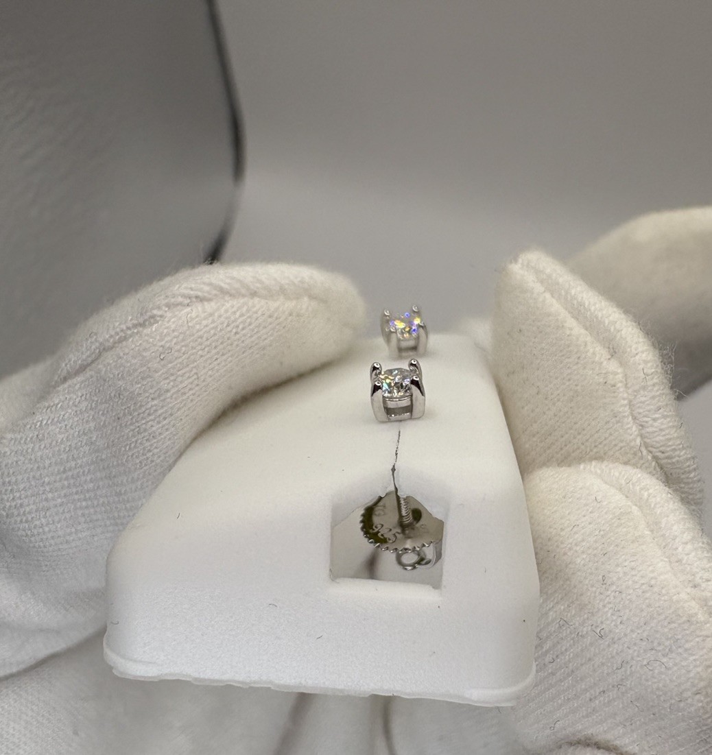 Solid 925 Sterling Silver & Moissanite Screw Back Earrings .25 CTW