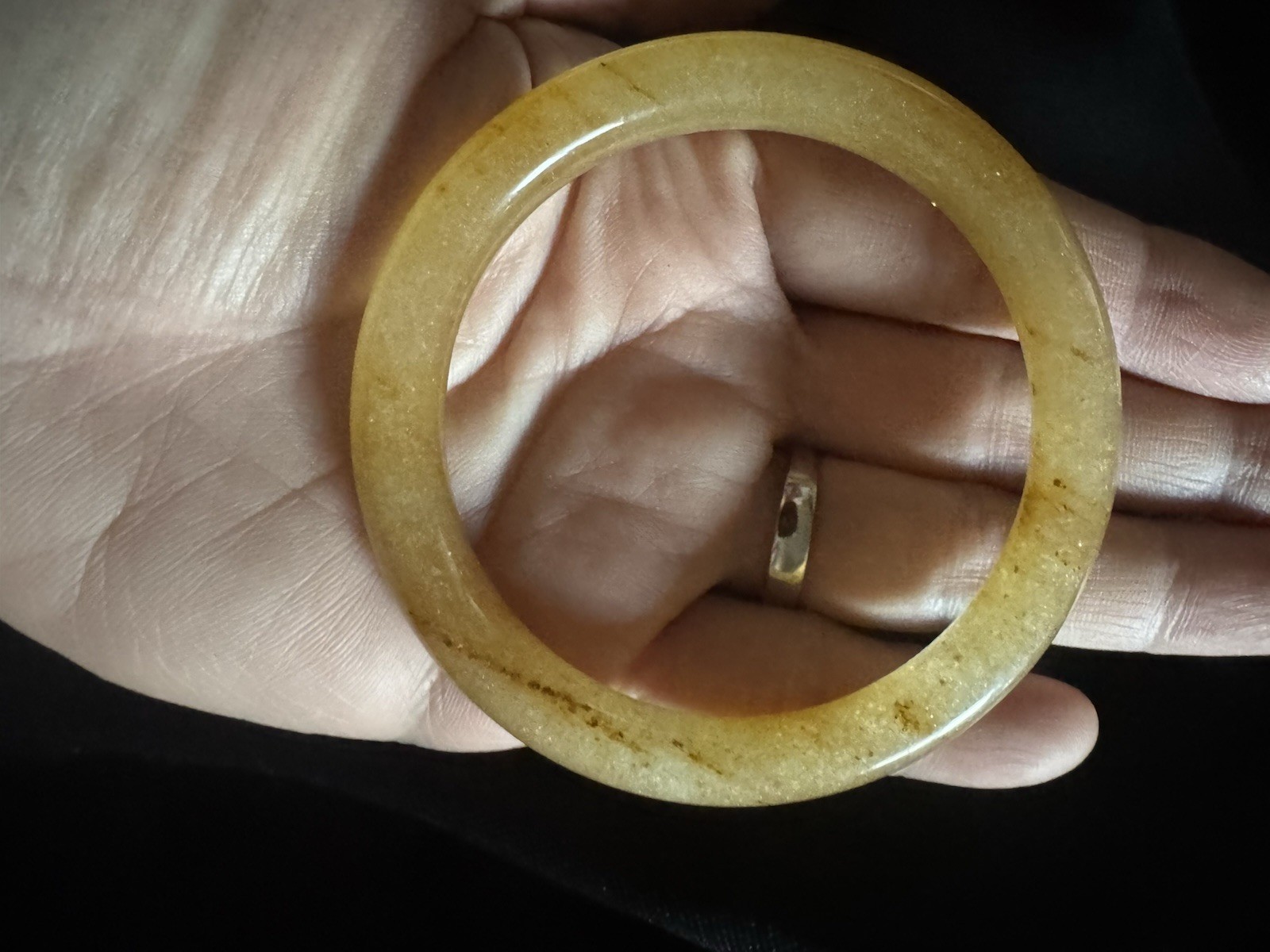 Certified Burma Golden Jadeite Bangle 60-61mm Bracelet