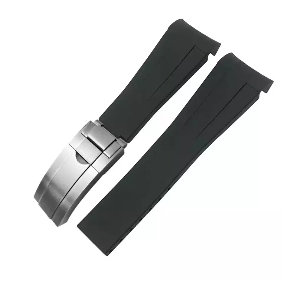 20mm Curved End Silicone Watch Band Rubber Strap for Rolex with Clasp or Without