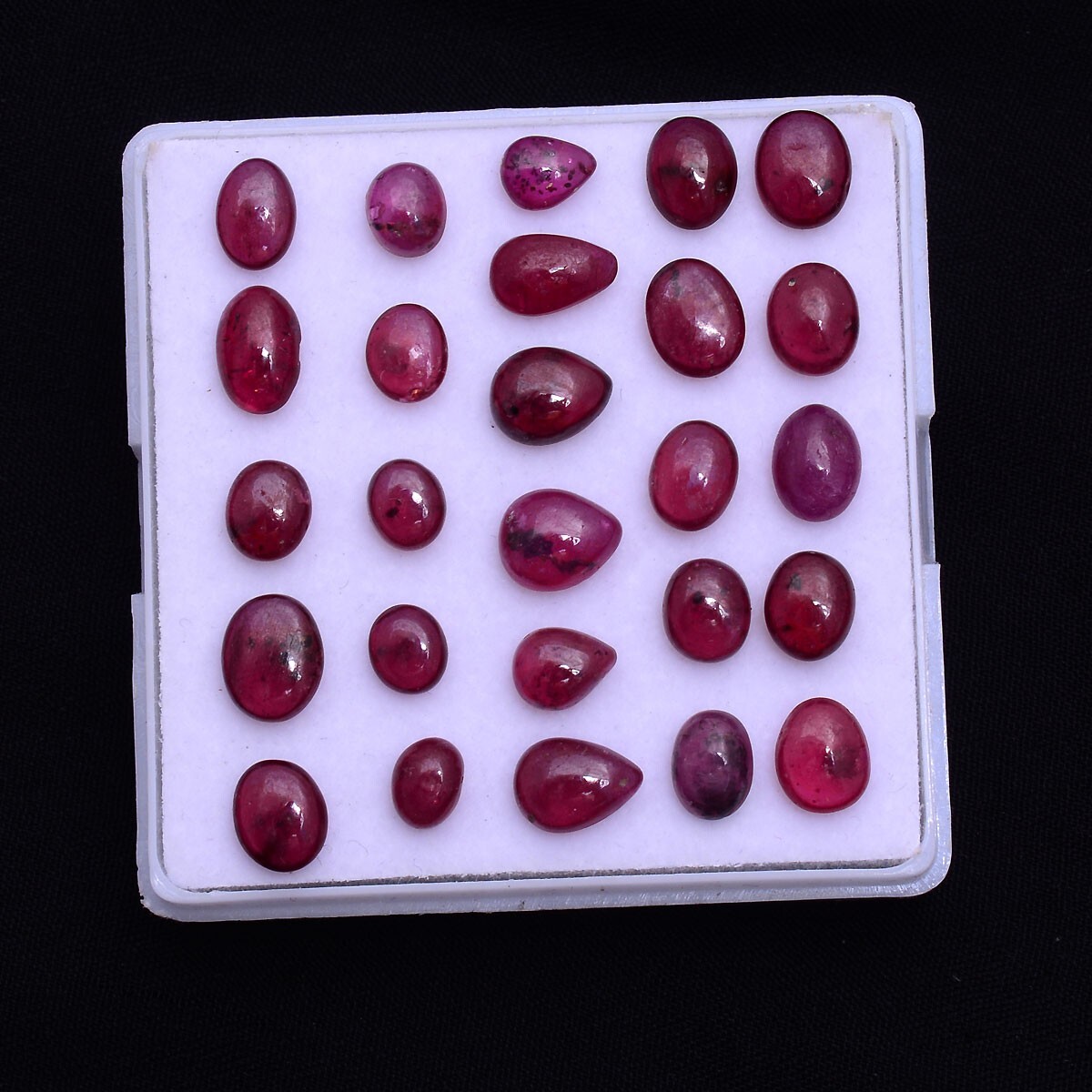 26 Pcs Natural Ruby 5.65mm-8.18mm Cabochon Red Sparkling Loose Gemstones Lot