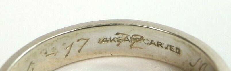 Antique Art Deco Art Carved 14K White Gold Wedding Band Ring Size 6 UK-L1/2