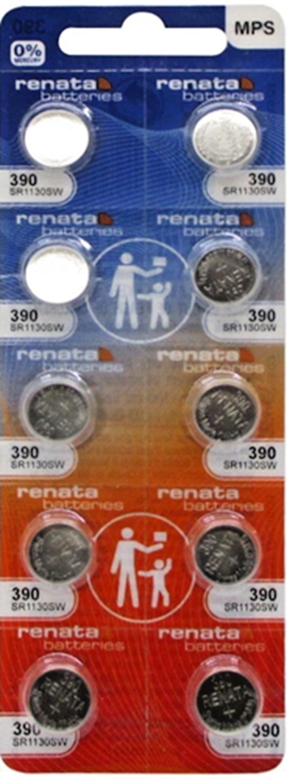 Ten (10) Renata 390 Watch Batteries SR1130SW FREE SHIP 0% MERCURY