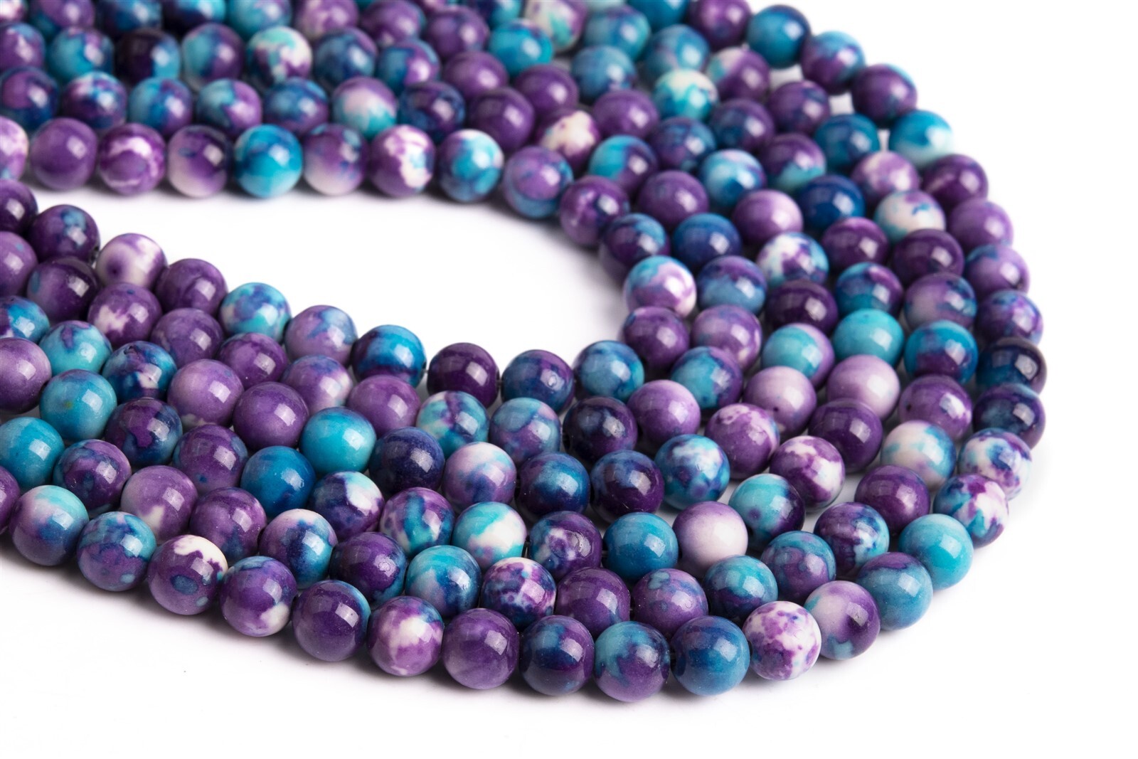 Purple & Blue Rain Flower Jade Beads Round Stone Loose Beads 4/6/8/10/12MM