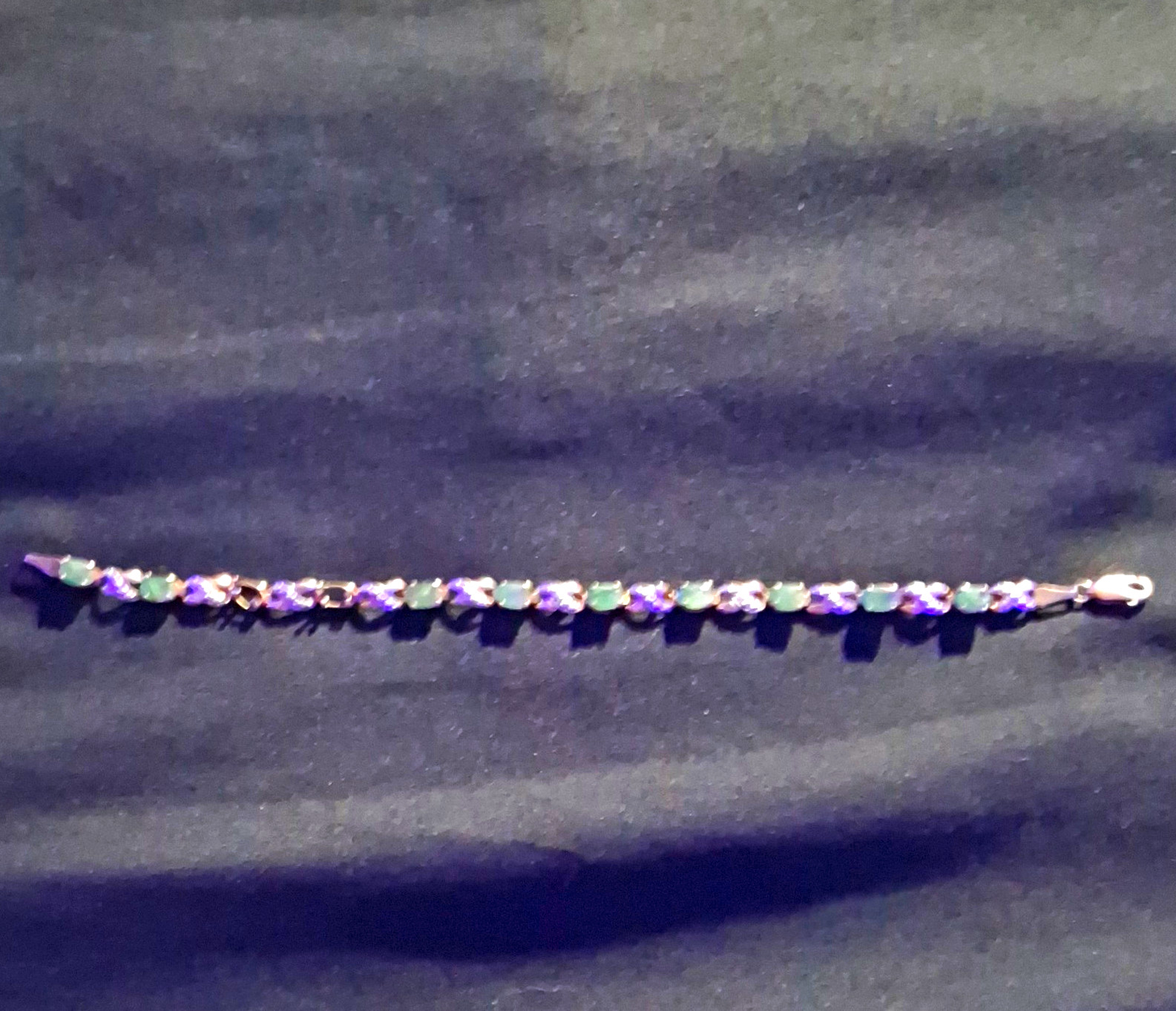 Silver Tone Tennis Bracelet Multicolor Round Crystal Stones Lobster Clasp