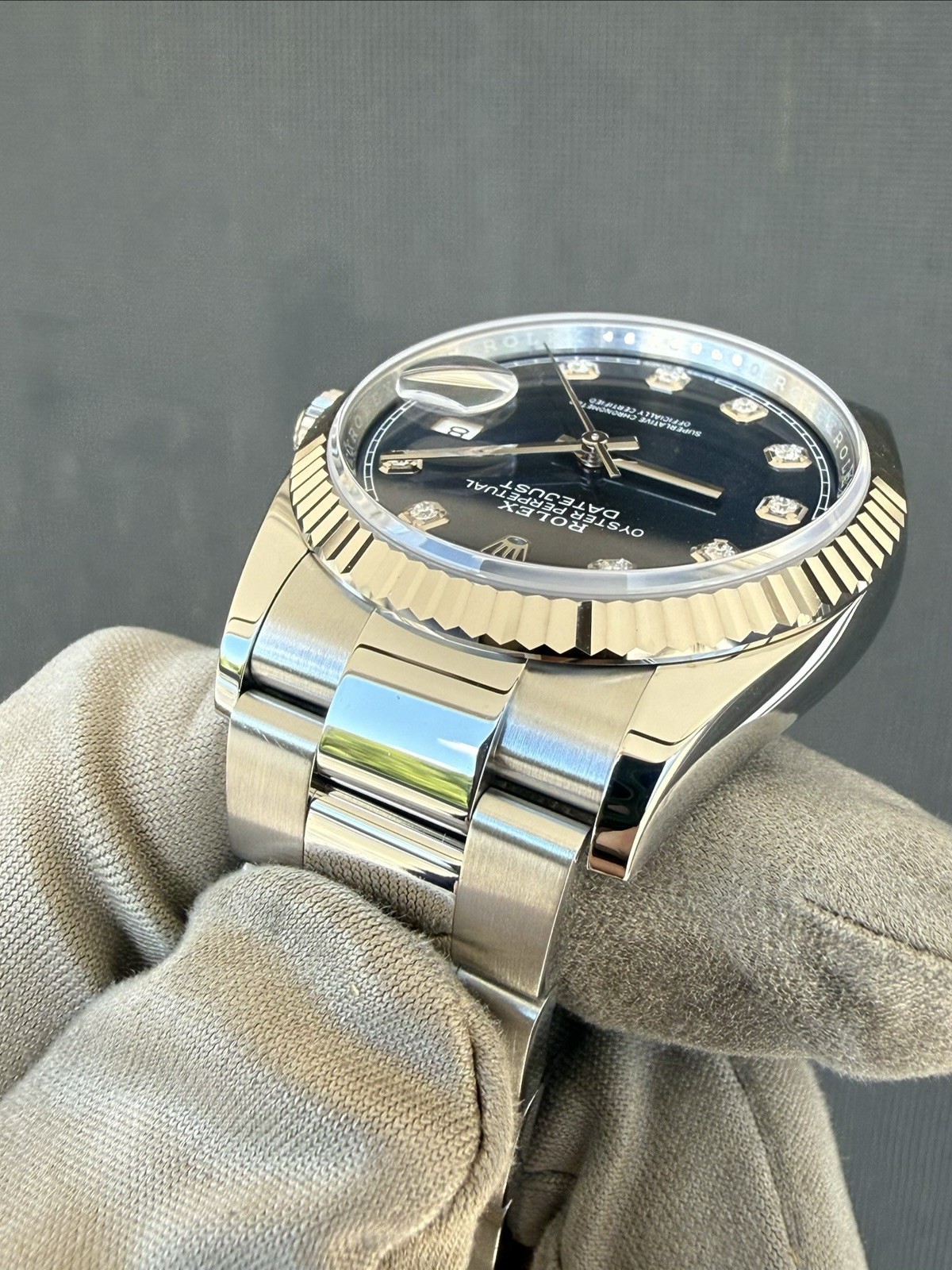 2023 Rolex Datejust 36 Fluted Steel Oyster Factory Blue Diamond Dial 126234 Card