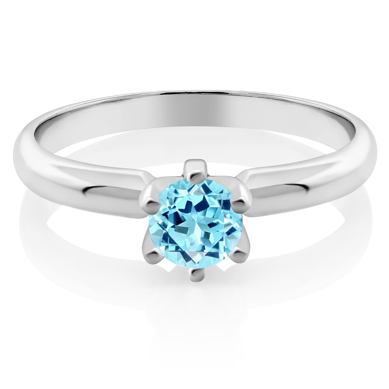 0.50 Ct Round Blue Apatite 925 Sterling Silver Ring