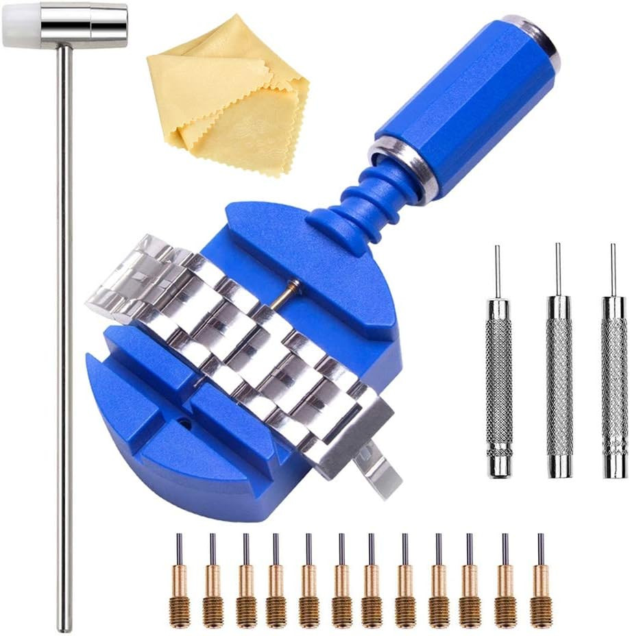 Watch Band Link Removal Tool Kit with 12Pcs Replacement Pins and 3Pcs Pin Punche