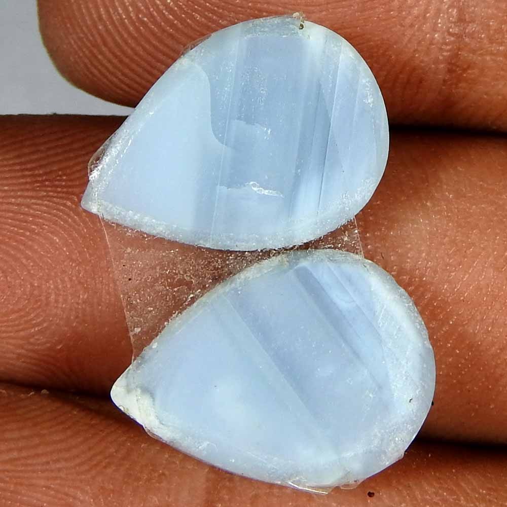 9.70CtsNatural Blue Australian Opal Pear Pair Cabochon(14x14x3)Gemstone