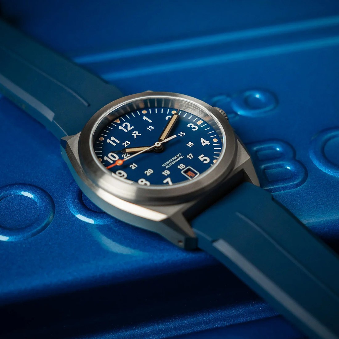 RZE VALOUR 38 Automatic Titanium Blue Date Rubber Men’s Watch