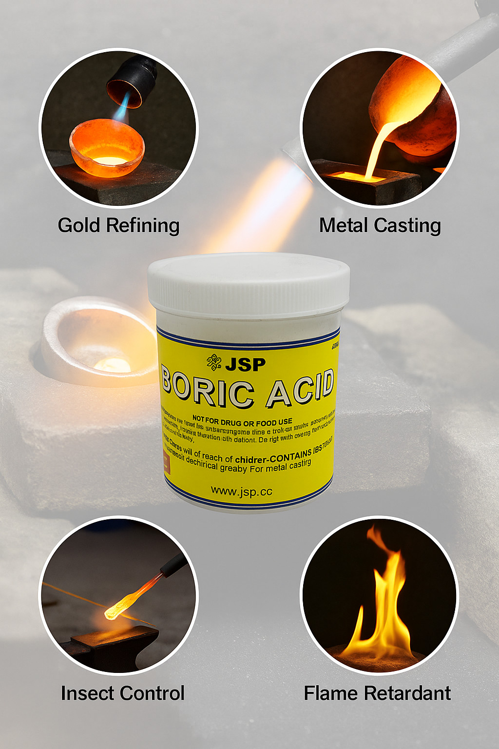 Boric Acid 1 LB 99% Pure Powder Flux Gold Silver E-Waste Metal Refining Melting