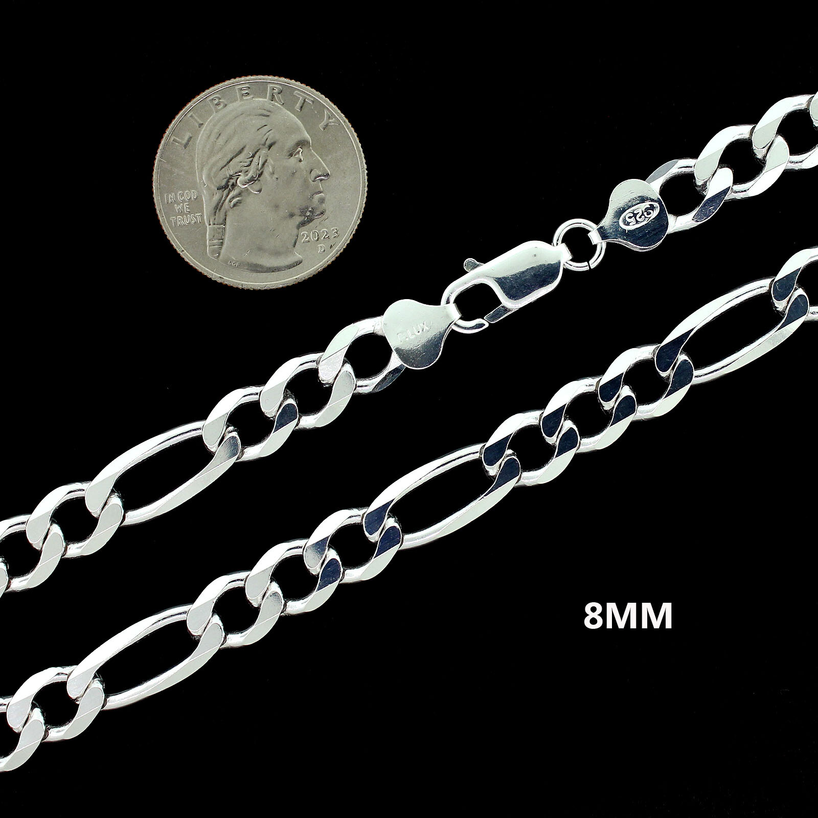 Real 925 SOLID Sterling Silver Italian FIGARO LINK Chain Bracelet or Necklace