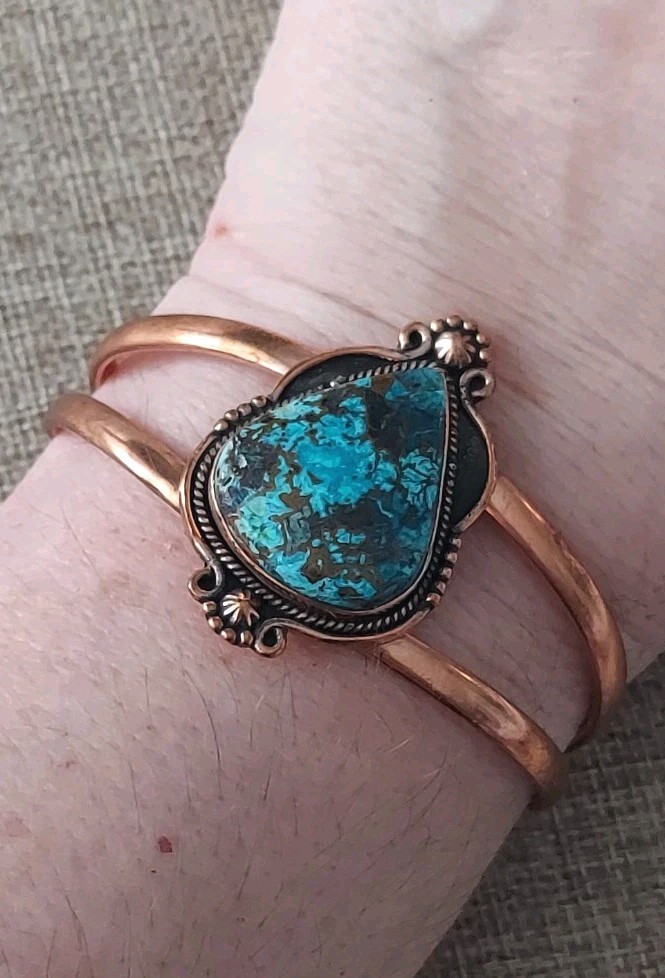 New Copper & Natural Shattuckite Cuff Bracelet