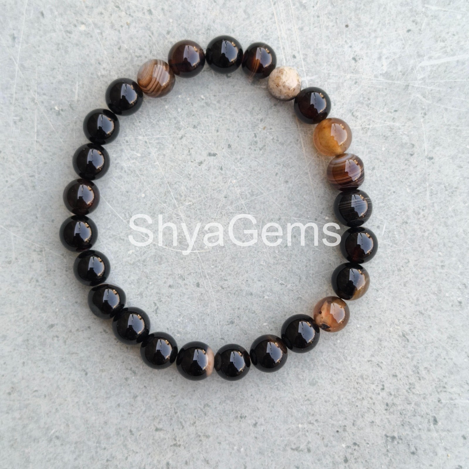 Sulemani Hakik Bracelet 8mm Round Beads, Agate Stone Stretch Bracelet, Natural