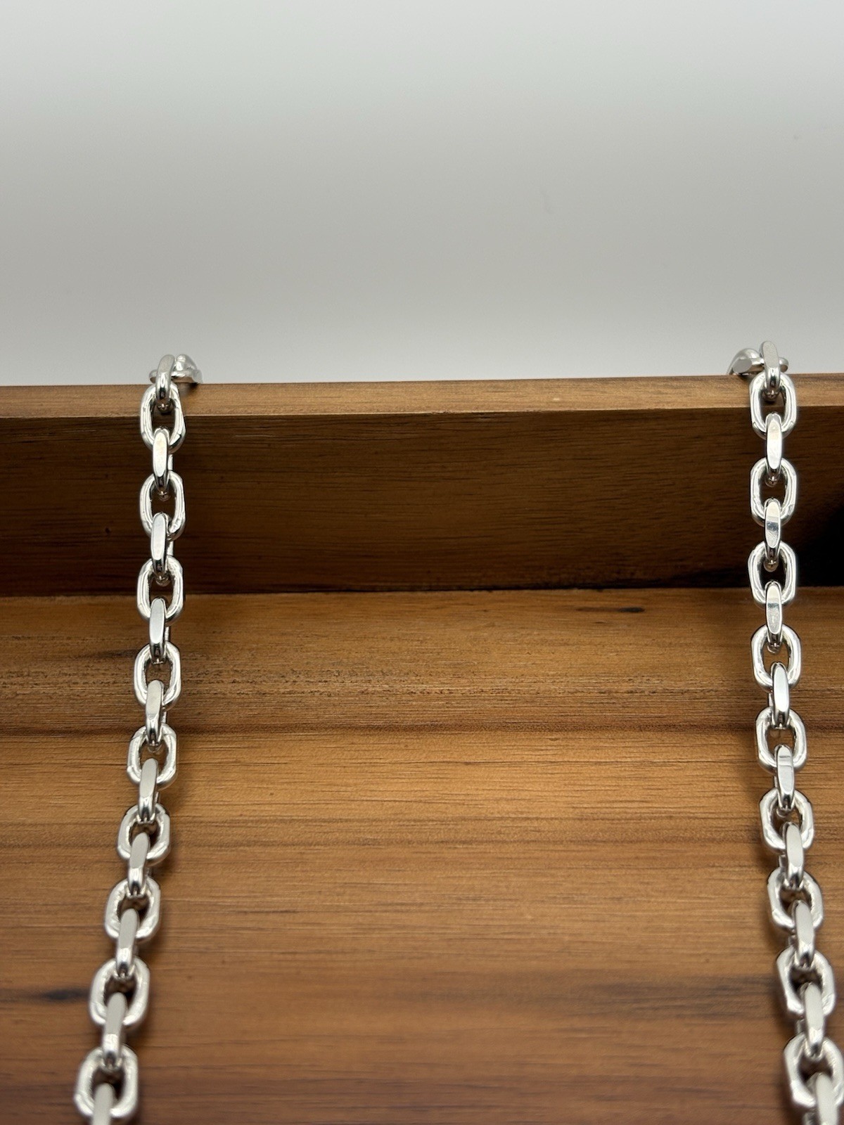 20 INCH 6MM STERLING SILVER HERMES CABLE ANCHOR LINK CHAIN RHODIUM 50.9G 925