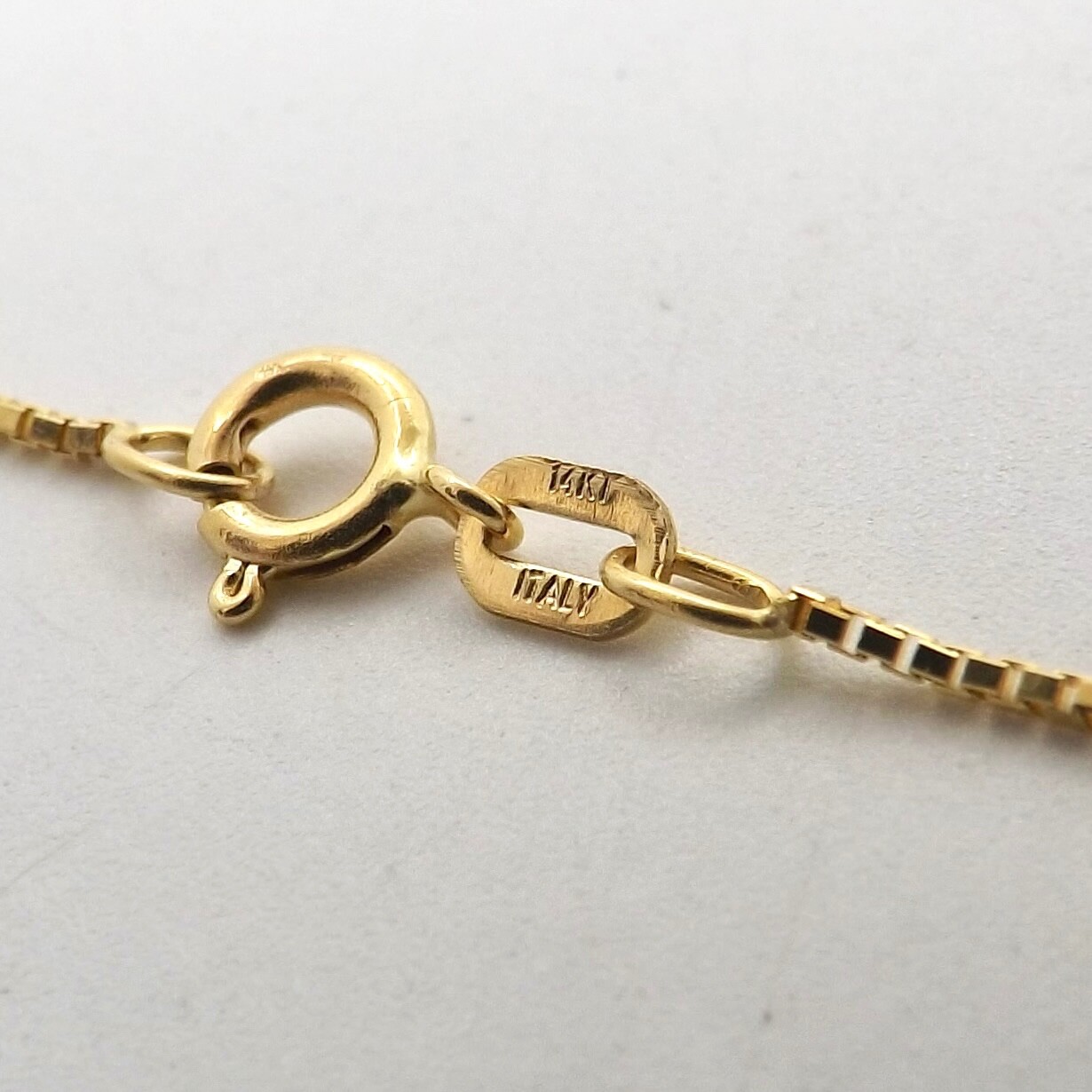 14k Gold Venetian Box Link Pendant Chain Necklace Long 30in Slip On Italy