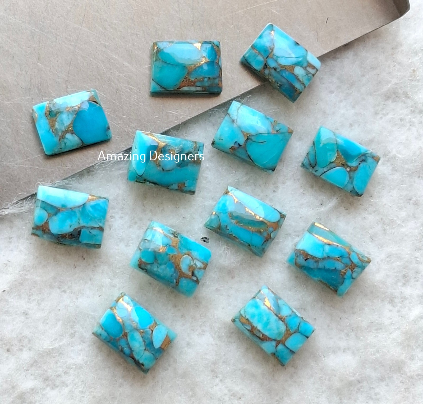 Natural Blue Copper Turquoise Rectangle Cabochon 6x8mm to 20x25mm Loose Gemstone