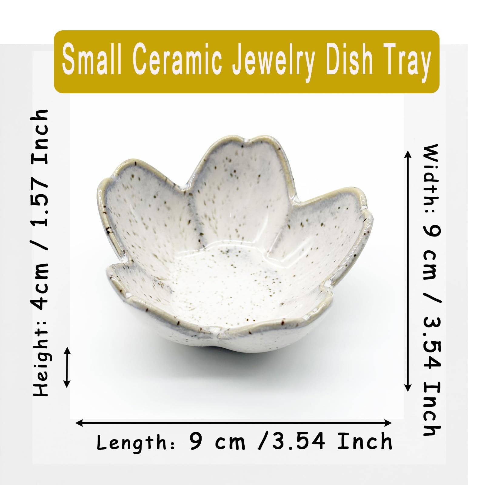 BESSKON Ring Dish, Ceramic Jewelry Tray, Trinket Holder for Bathroom Grey
