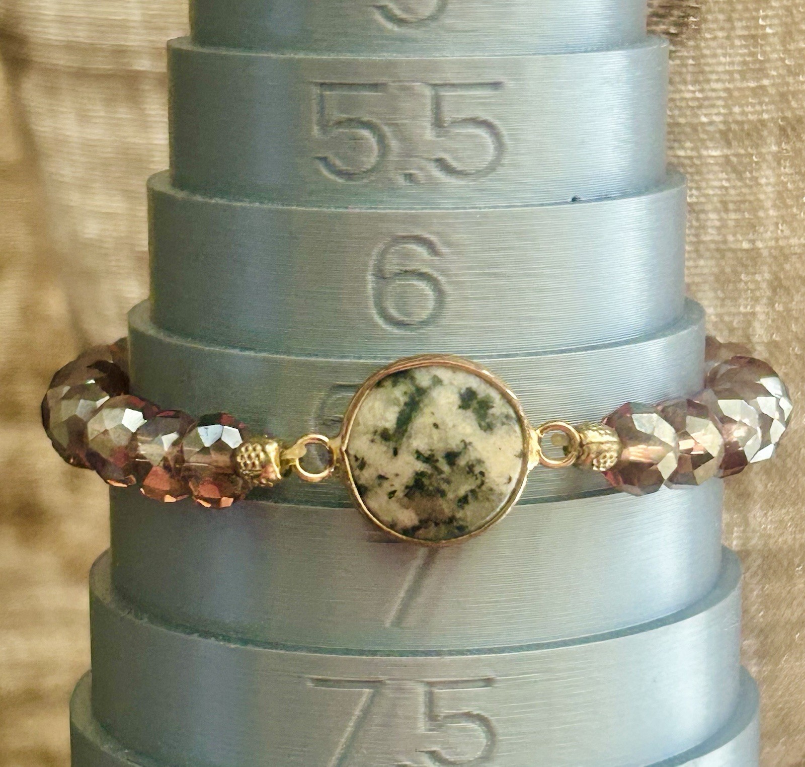 Natural Stone & Faceted Crystal Stretch Bracelet (Contemporary)
