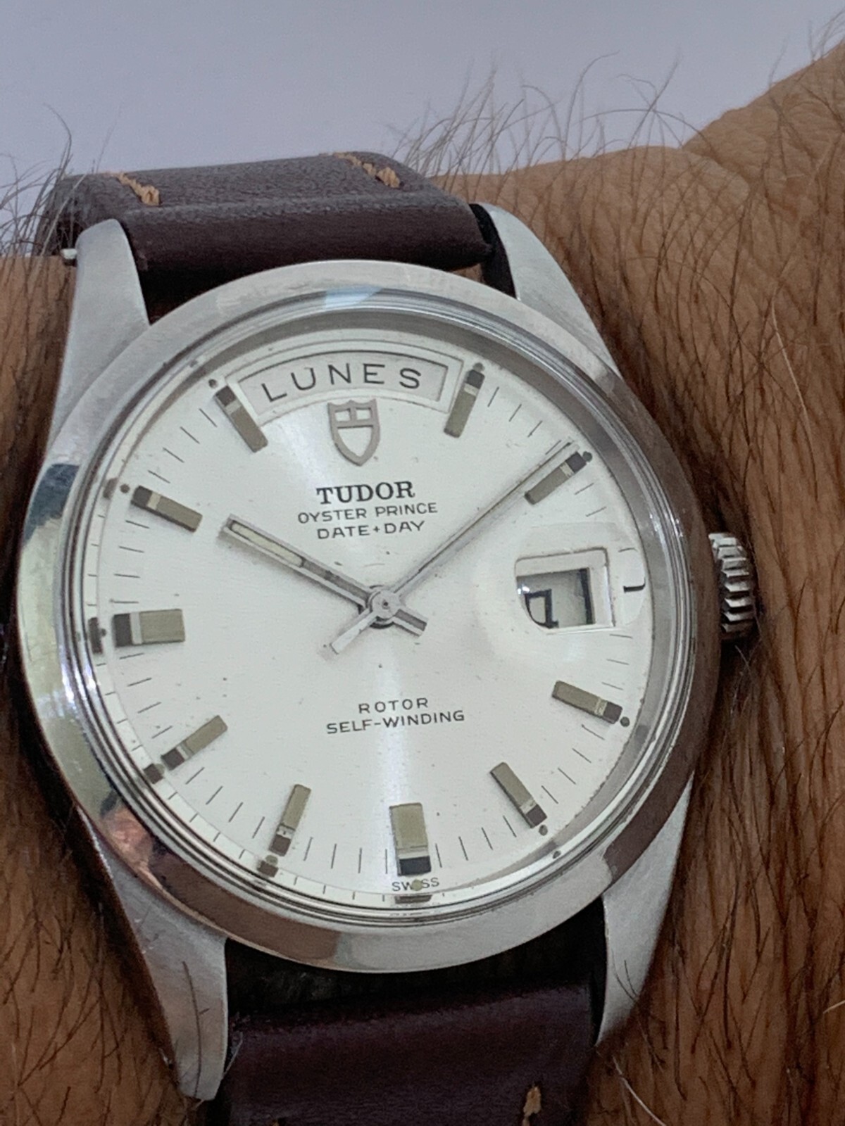VINTAGE TUDOR JUMBO DAY DATE REF 7017/0 AUTOMATIC 38 MM SILVER DIAL FROM 1970