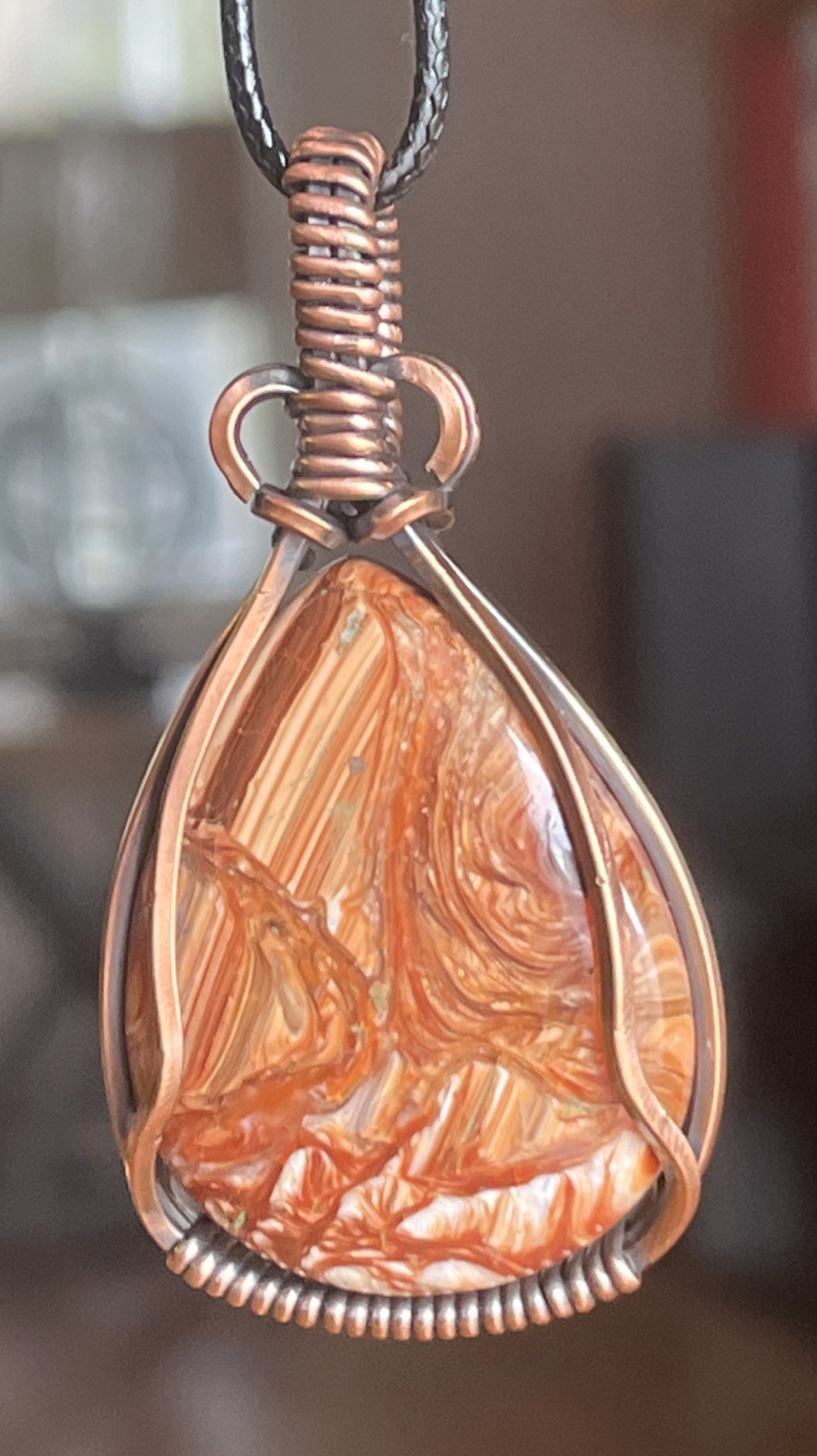 Redwood Opal (Opalized Silica) ~ Handmade copper wire wrapped pendant 8b