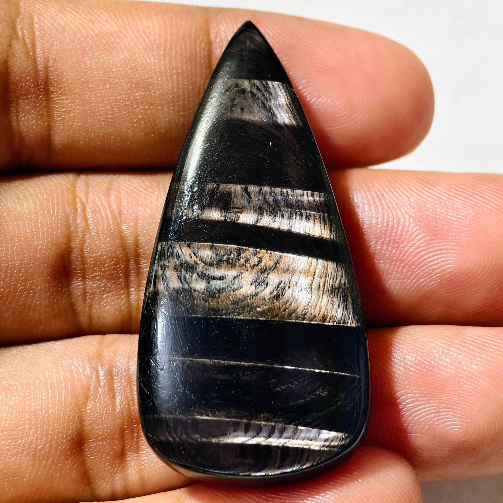 78 Cts Natural Hypersthene Cabochon Gemstone For Jewelry 48.1×23.4×6.9 MM