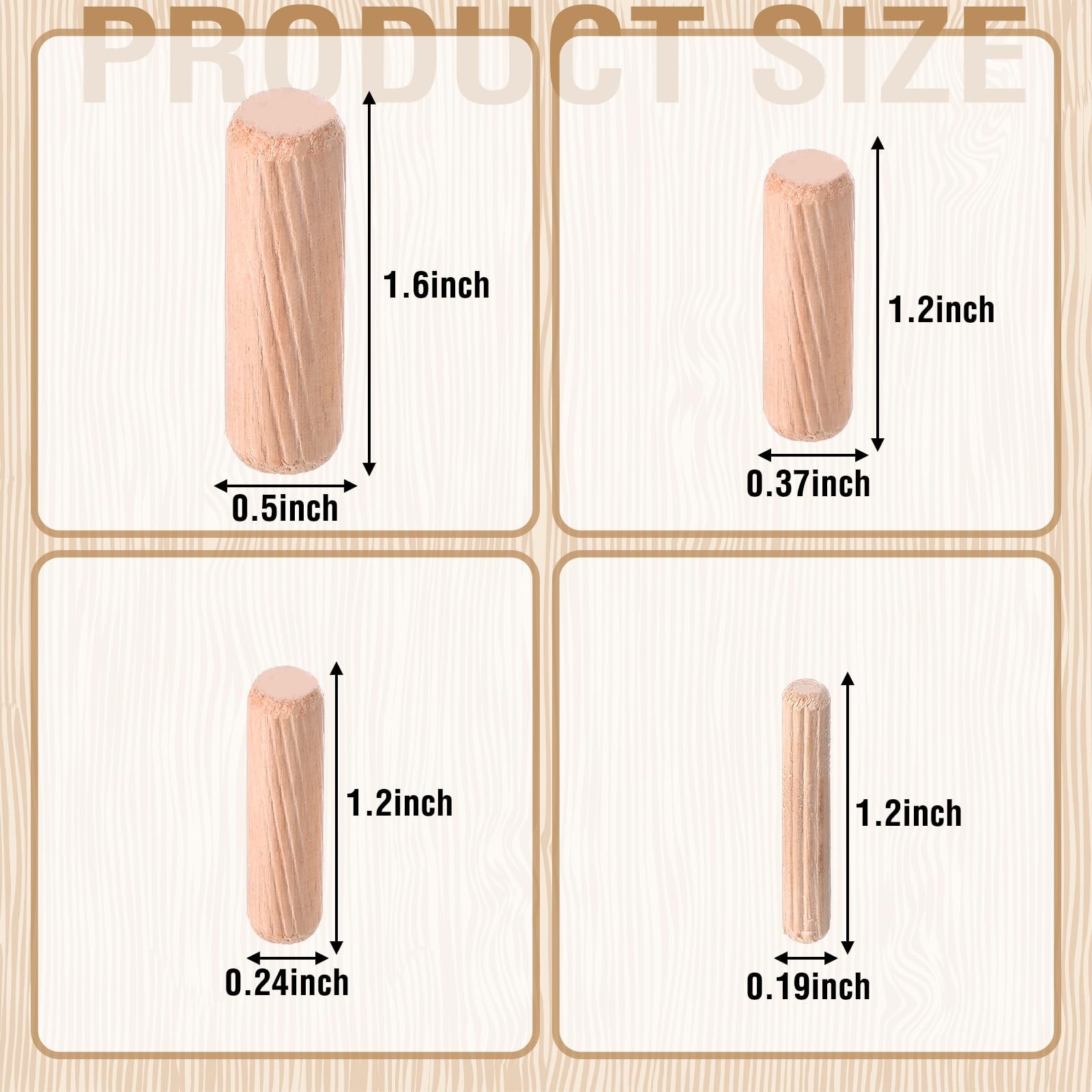 Bucherry 120 Pieces 4 Sizes Wood Plugs Wooden Hole Plugs Button Stoppers Hardwoo