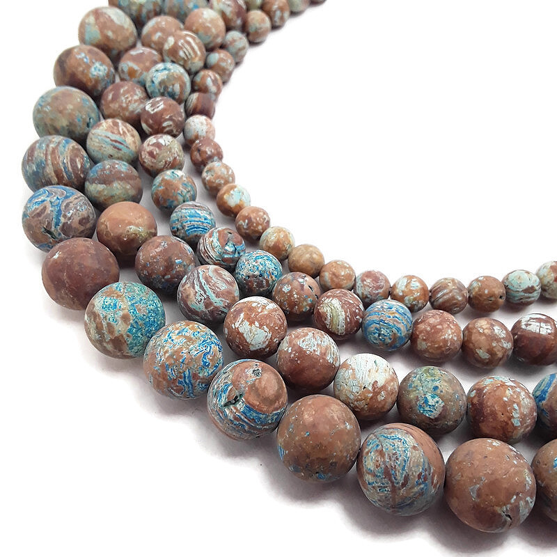 Blue Calsilica Jasper Matte Round Beads Size 4mm to 20mm 15.5″ Strand