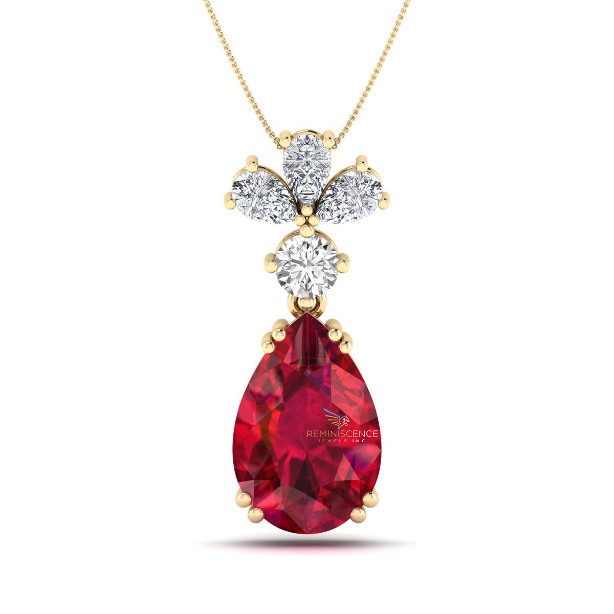 Pear Cut Lab Grown Diamond 14K White Gold Stylish Teardrop Women’s Necklace