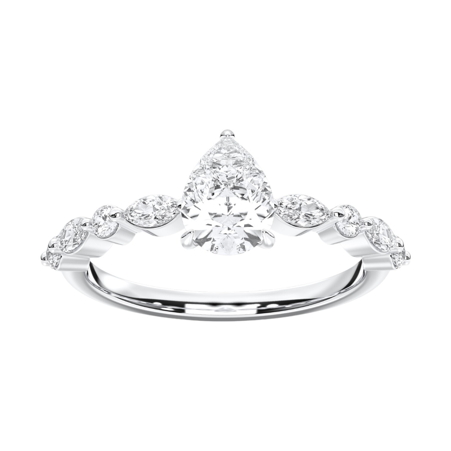 Ananta Jewels 1.35Ct Pear Cut Moissanite Engagement Ring in 925 Silver for Women