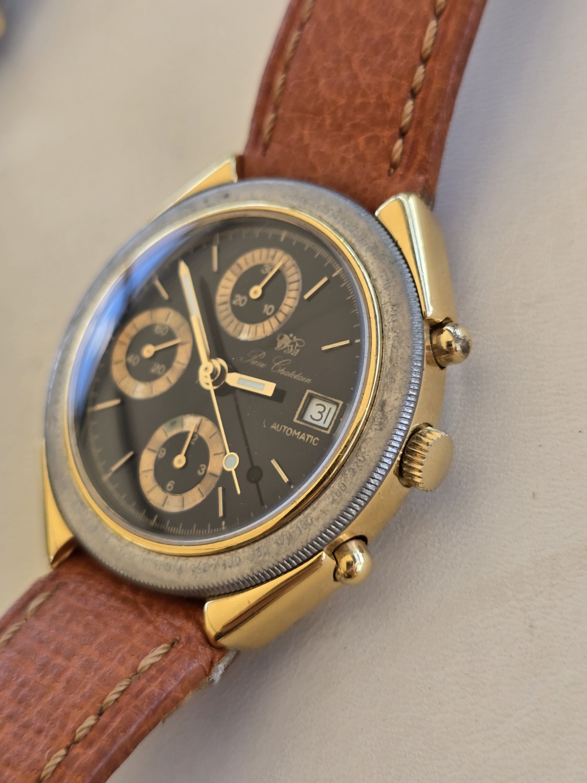 vintage chronograph watch Pierre Chatelain Valjoux 7750