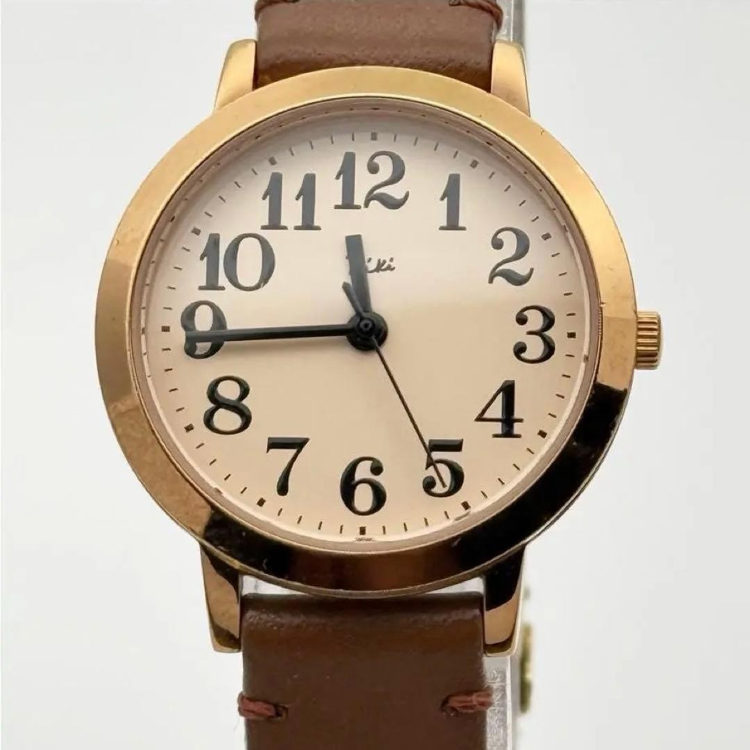 SEIKO ALBA RIKI WATANABE 1N01K870 Leather Analog Watch Quartz Japan In hand