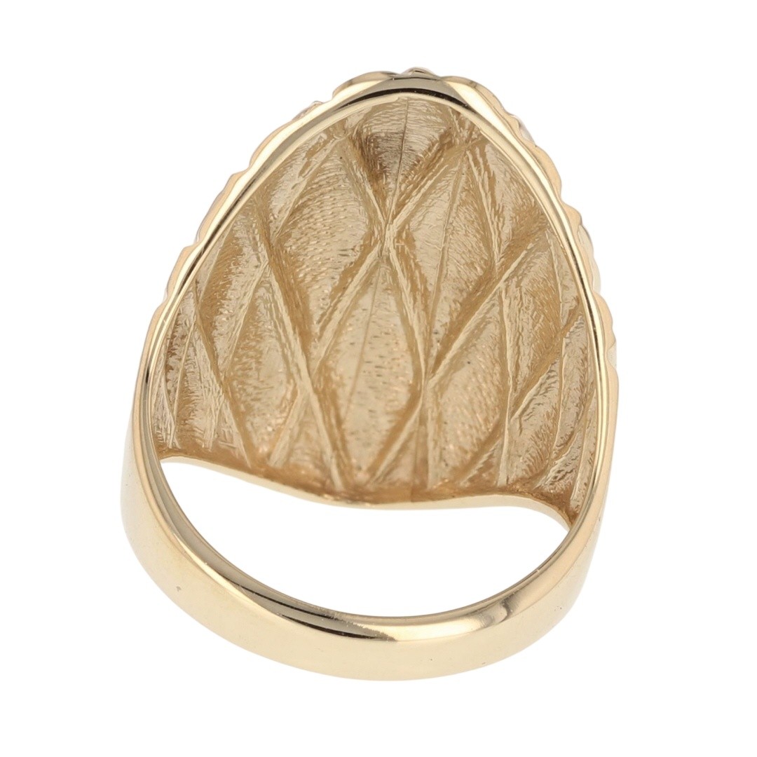 23.6mm Textured Quilted Pattern Dome Ring 10k Yellow Gold 4.40 Grams Size 5