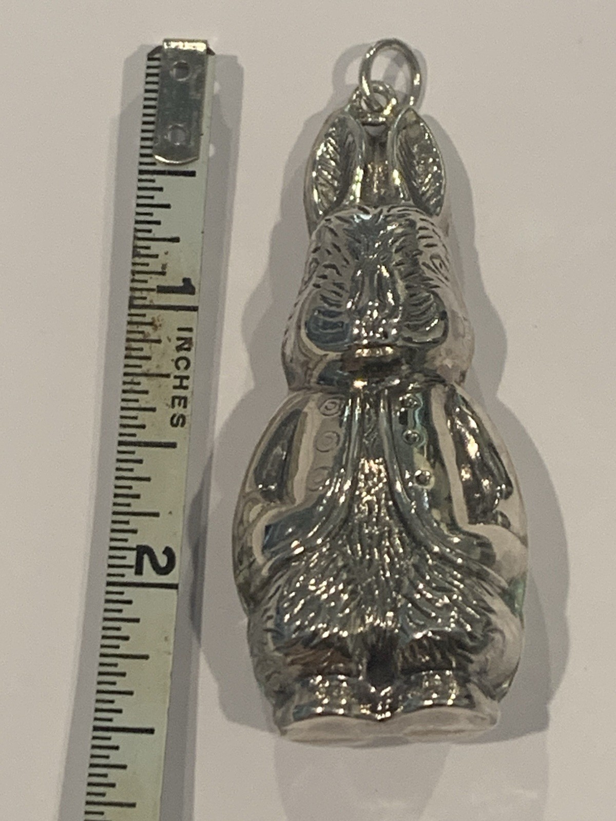 WOW Sterling Silver Petter Rabbit 3D Bunny Pendant Ornament Detailed 2.5 Inches