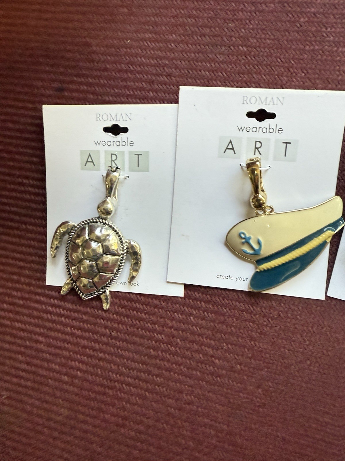 3 WEARABLE ART BY ROMAN NWT Silver toned Beach tropical theme