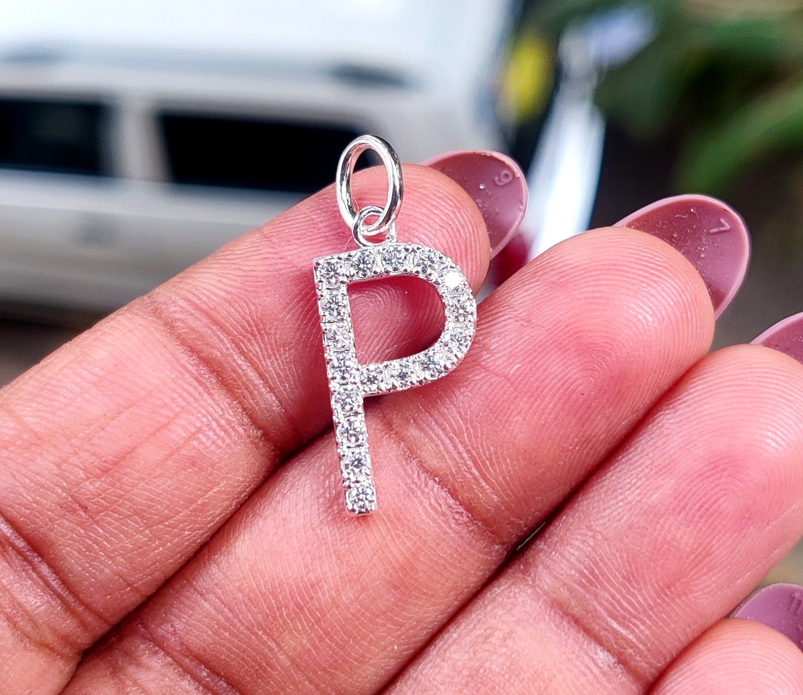 2Ct Round Lab Created Diamond Initial “P” Letter Pendant 14k White Gold Plated