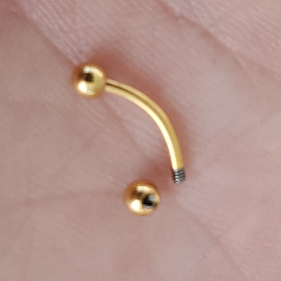 Gold Titanium PVD Curved Barbell 3mm Balls, 18g 16g 14g, 6mm 8mm 10mm 12mm – USA