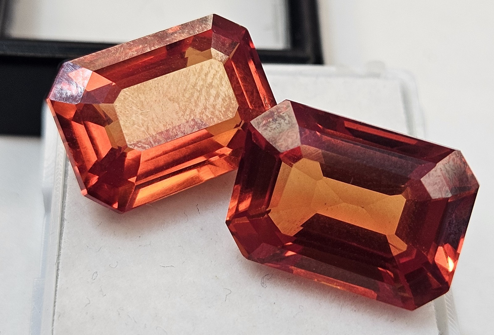 Padparadscha Sapphire 24 Ct Emerald Cut Pair For Earing Loose Gemstone FR-285