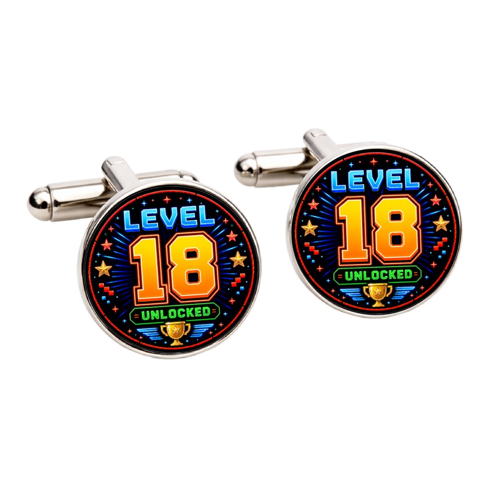 18th Birthday Cufflinks Mens Level 18 Unlocked Gamer Gift For Him
